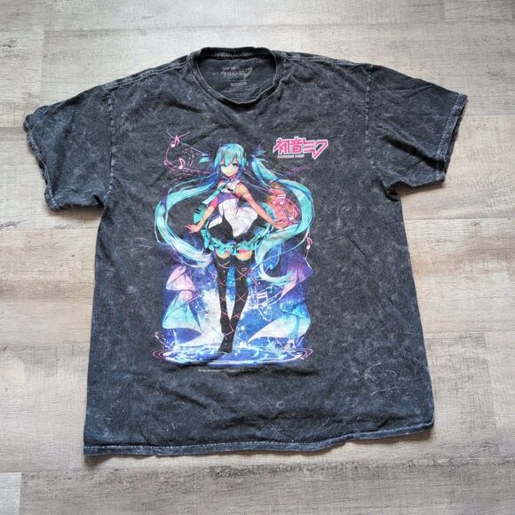 Hatsune Miku Adult Black Tie Dye Anime Short Sleeve Shirt Size Medium M - Picture 1 of 5
